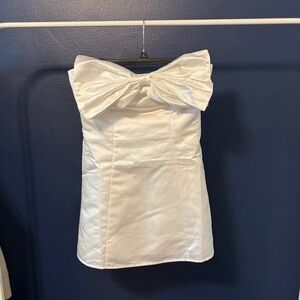 Lulu's White Strapless Dress with Elegant Bow